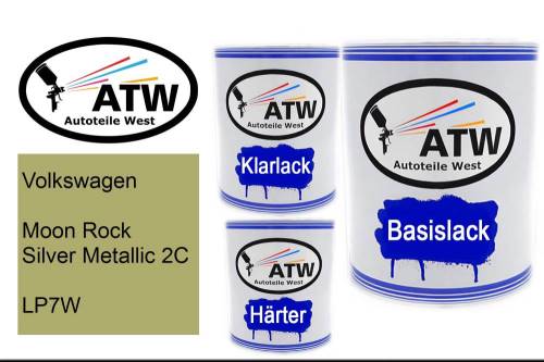 Volkswagen, Moon Rock Silver Metallic 2C, LP7W: 1L Lackdose + 1L Klarlack + 500ml Härter - Set, von ATW Autoteile West.